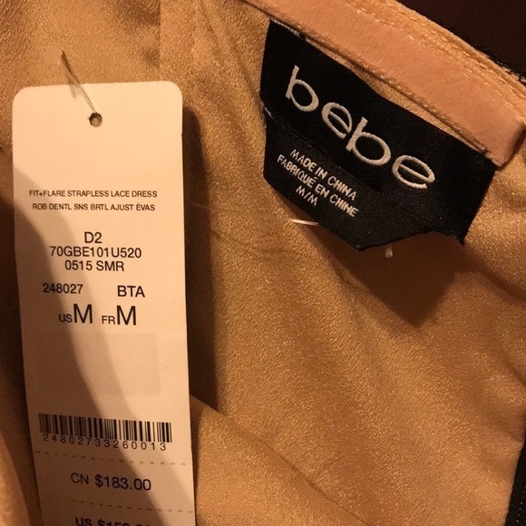 NWT Bebe Medium Fit & Flare Strapless Black Lace Bustier Dress​​​ - Picture 8 of 13